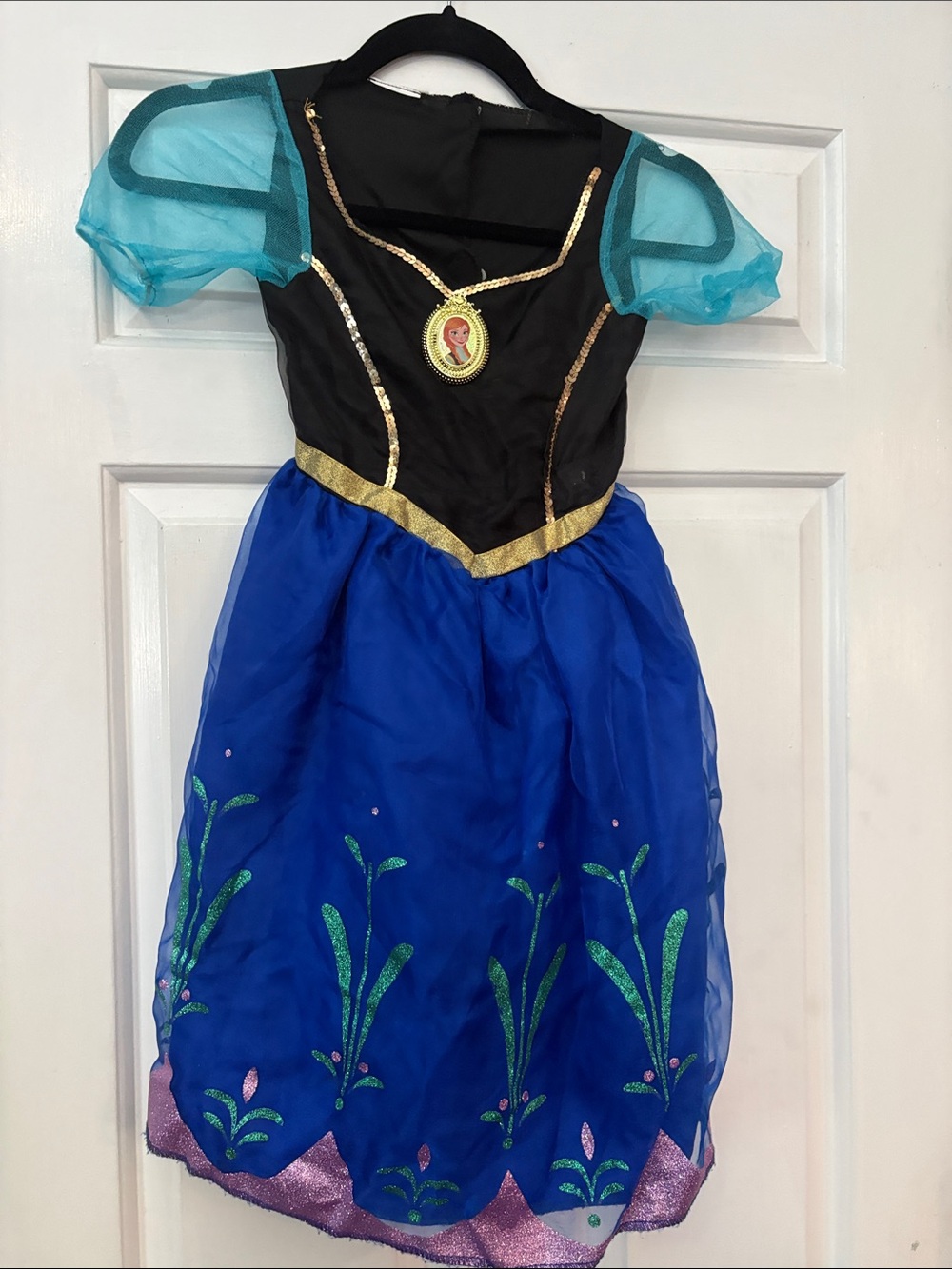 Disney Princess Anna Dress Costume with Gold Accent